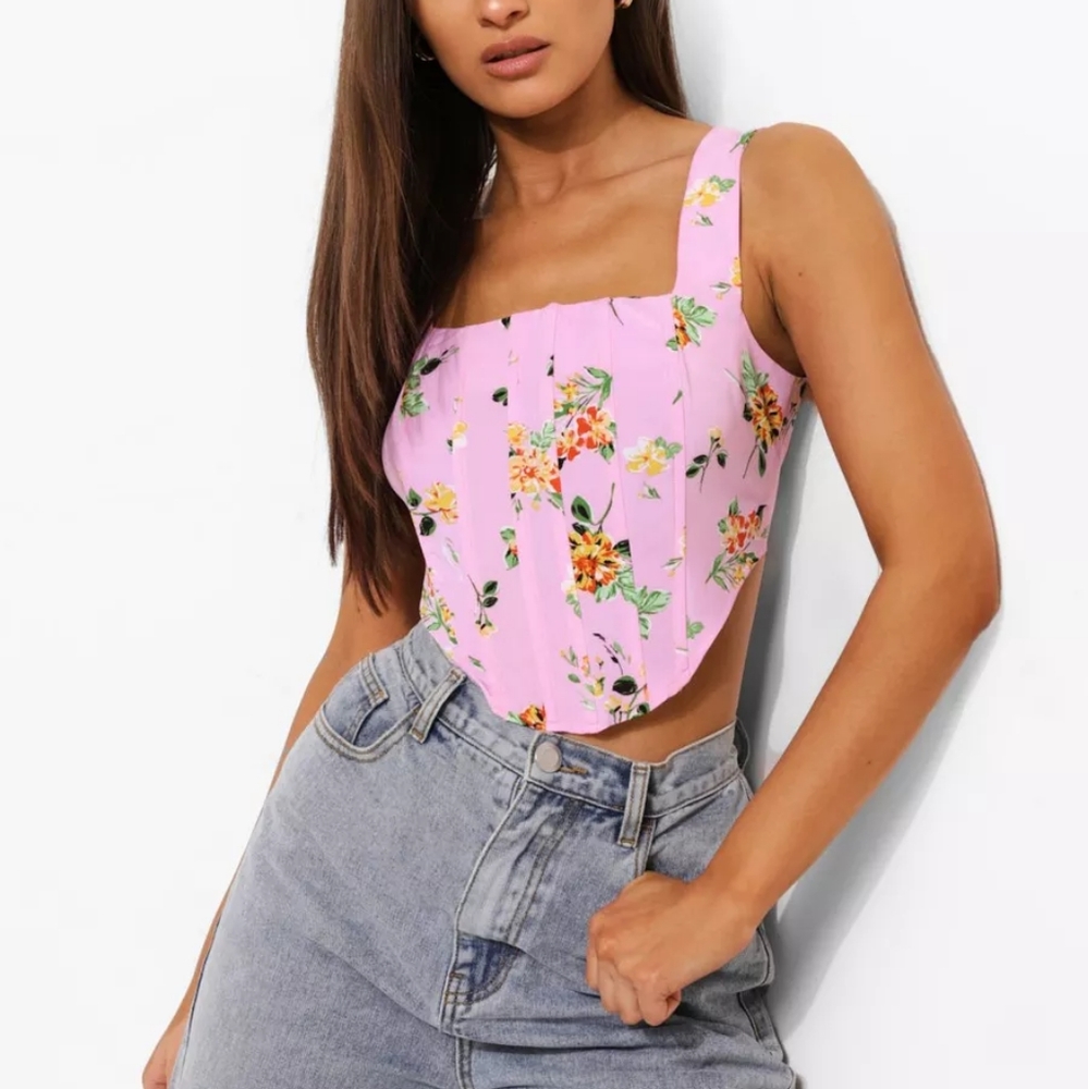 Boohoo Floral Corset Top
